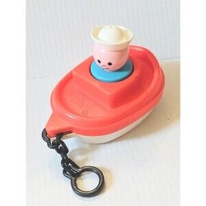 Vintage Fisher Price 1978 Tug Boat Bath Time Toy 1974 Sailor  Blue Body